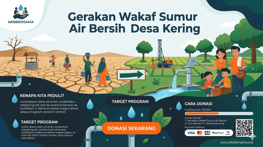Gerakan Wakaf Sumur Air Bersih Desa Kering